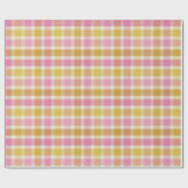 Schattige Roze en Goud Plaid Pattern Cadeaupapier (Vlak)
