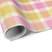 Schattige Roze en Goud Plaid Pattern Cadeaupapier (Rol Hoek)