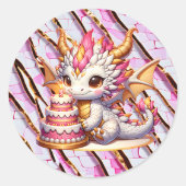 Schattige roze en gouden Dragon Girl's verjaardags Ronde Sticker (Voorkant)