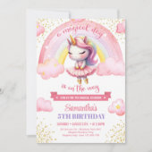Schattige roze en gouden eenhoorn ballerina meisje kaart (Voorkant)
