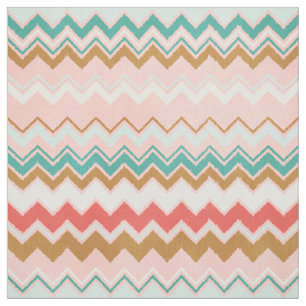 Schattige roze en gouden Ikat Chevron patroon Stof