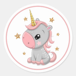 Schattige roze en goudkleurige orn met roze Lijst Ronde Sticker