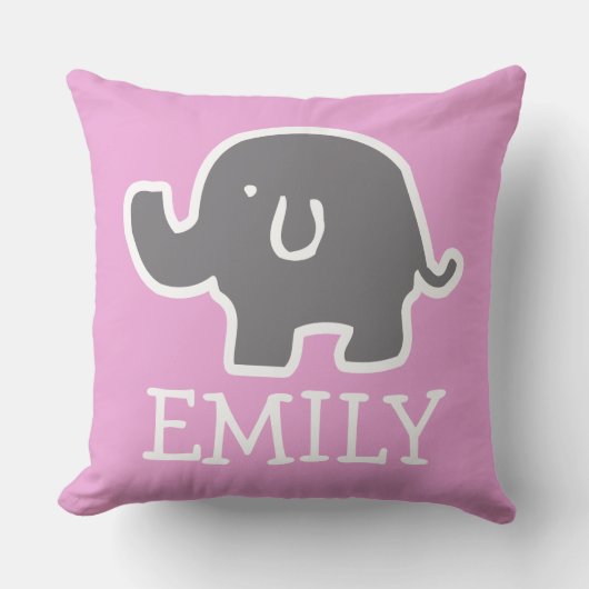 Schattige roze en grijs olifant aangepaste Kinder Kussen (Voorkant)