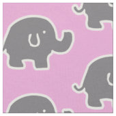 Schattige roze en grijs olifantspatroon stof (Close Up)