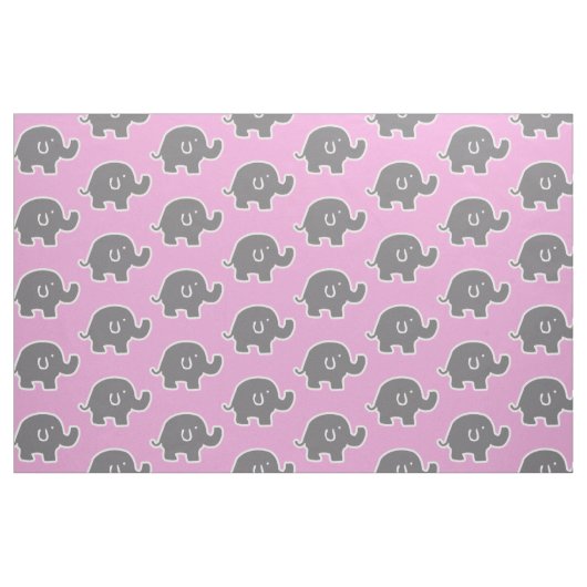 Schattige roze en grijs olifantspatroon stof (Fat Quarter)