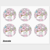 Schattige Roze en Grijze Uil Baby Ronde Sticker (Vel)