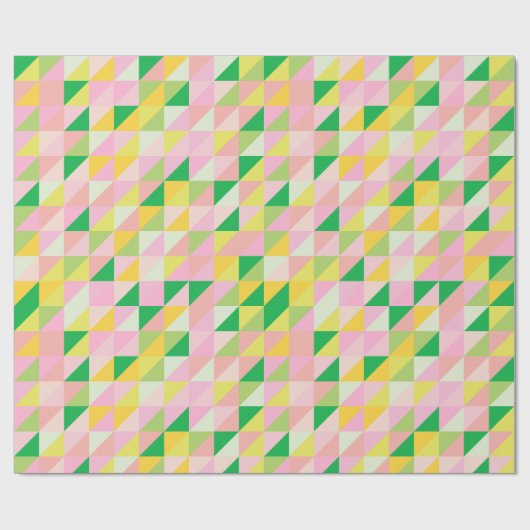 Schattige Roze en Groen Geometrisch Patroon Esthet Cadeaupapier (Vlak)