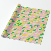 Schattige Roze en Groen Geometrisch Patroon Esthet Cadeaupapier (Uitgerold)