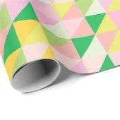 Schattige Roze en Groen Geometrisch Patroon Esthet Cadeaupapier (Rol Hoek)