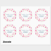 Schattige Roze en Groene Harten Pattern Business Ronde Sticker (Vel)