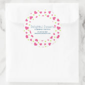 Schattige Roze en Groene Harten Pattern Business Ronde Sticker (Tas)