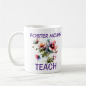 Schattige Roze en Indigo FOSTER MOMS TEACH Bloemen Koffiemok (Links)