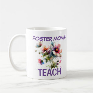 Schattige Roze en Indigo FOSTER MOMS TEACH Bloemen Koffiemok