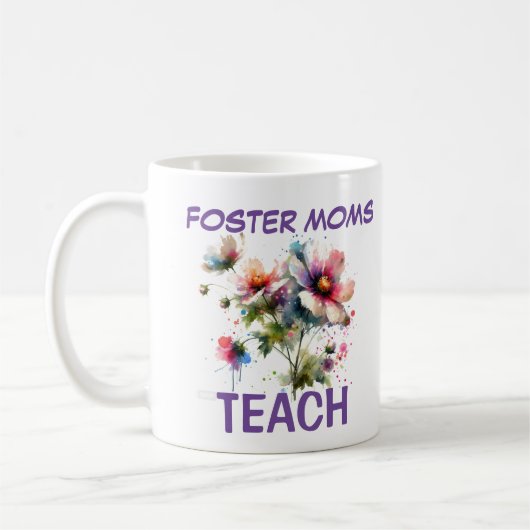 Schattige Roze en Indigo FOSTER MOMS TEACH Bloemen Koffiemok (Links)