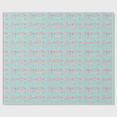 Schattige Roze en Mint Groene Kerst Notenkraker Cadeaupapier (Vlak)