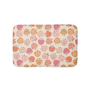 Schattige roze en oranje appelmotief badmat