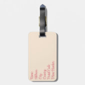 Schattige roze en oranje appelmotief bagagelabel (Achterkant verticaal)