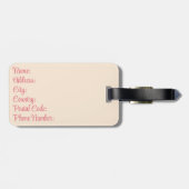 Schattige roze en oranje appelmotief bagagelabel (Achterkant horizontaal)