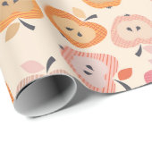 Schattige roze en oranje appelmotief cadeaupapier (Rol Hoek)