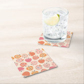 Schattige roze en oranje appelmotief kartonnen onderzetters (Insitu)