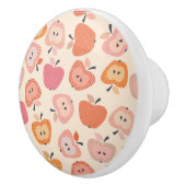 Schattige roze en oranje appelmotief keramische knop (Rechts)