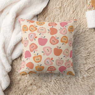 Schattige roze en oranje appelmotief kussen
