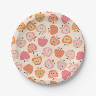 Schattige roze en oranje appelmotief papieren bordje