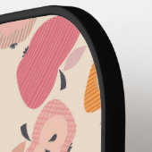 Schattige roze en oranje appelmotief pickleball paddle (Links Detail)