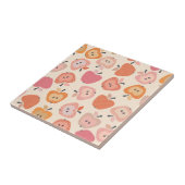 Schattige roze en oranje appelmotief tegeltje (Zijkant)