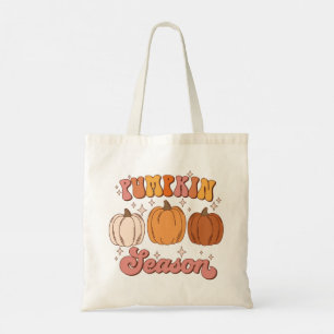 Schattige Roze en Oranje Retro Pompoen Seizoen Tote Bag