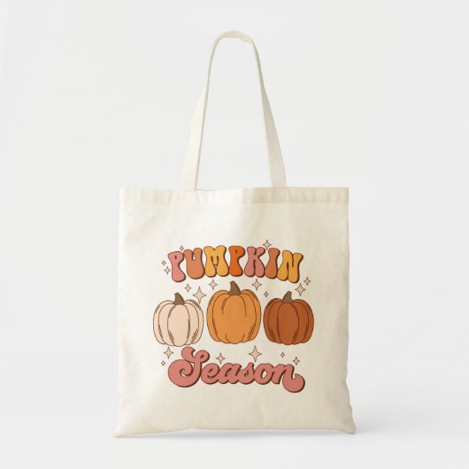 Schattige Roze en Oranje Retro Pompoen Seizoen Tote Bag (Voorkant)