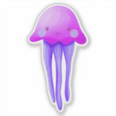 Schattige Roze en Paarse Kwallen Sticker (Voorkant)