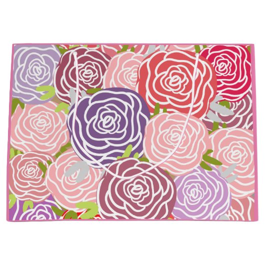 Schattige roze en rode kleurblok Rozen Groot Cadeauzakje (Voorkant)
