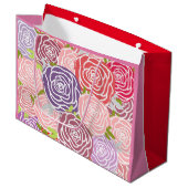 Schattige roze en rode kleurblok Rozen Groot Cadeauzakje (Voorkant Gekanteld)