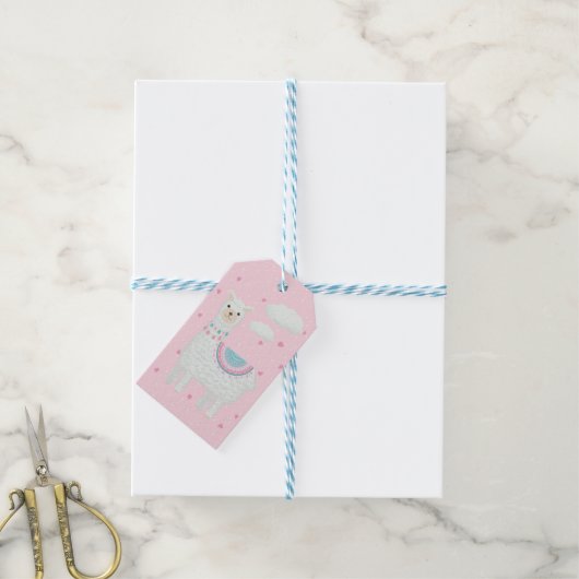 Schattige Roze en Turquoise Llama Cadeau Labels Cadeaulabel (Met Touw)