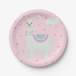 Schattige Roze en Turquoise Llama Papier Bord