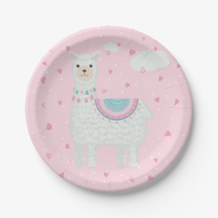 Schattige Roze en Turquoise Llama Papier Bord