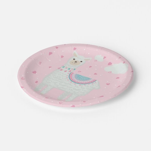 Schattige Roze en Turquoise Llama Papier Bord (Gekanteld)