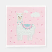 Schattige Roze en Turquoise Llama Papier Bord Servet (Voorkant)