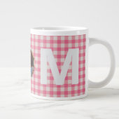 Schattige Roze en Wit Check Pattern Custom Photo M Grote Koffiekop (Rechts)