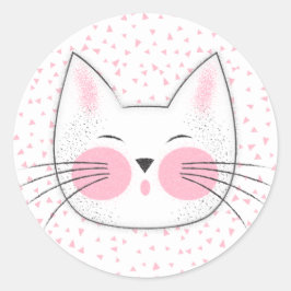 Schattige Roze en Wit Japans Kitty Cat Ronde Sticker
