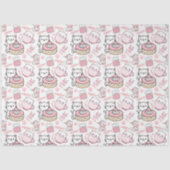 Schattige roze en wit kattenweefselpapier tissuepapier (Voorkant)