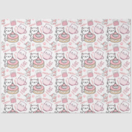 Schattige roze en wit kattenweefselpapier tissuepapier