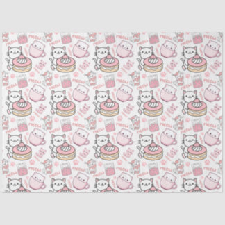Schattige roze en wit kattenweefselpapier tissuepapier