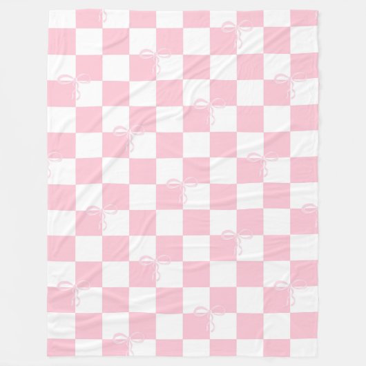 Schattige Roze en Wit Plaid Fleece Deken (Voorkant)