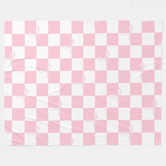 Schattige Roze en Wit Plaid Fleece Deken (Voorkant (Horizontaal))