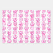 Schattige Roze en Wit Tropische Preppy Ananas Inpakpapier Vel (Voorkant)