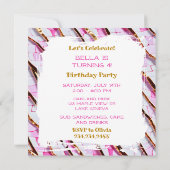 Schattige roze en witte drakenmeisje verjaardagsfe kaart (Achterkant)