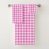 Schattige Roze en Witte Gingham Plaid Bad Handdoek (Insitu)