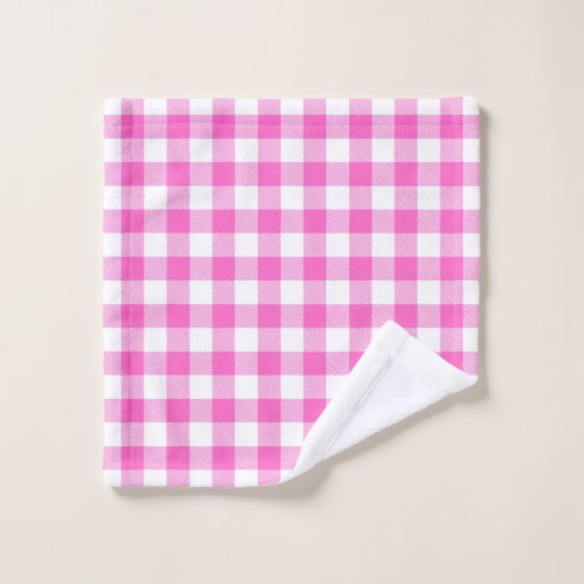 Schattige Roze en Witte Gingham Plaid Bad Handdoek (Wasdoekje)
